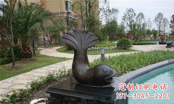 广东鱼式喷泉小区景观铜雕