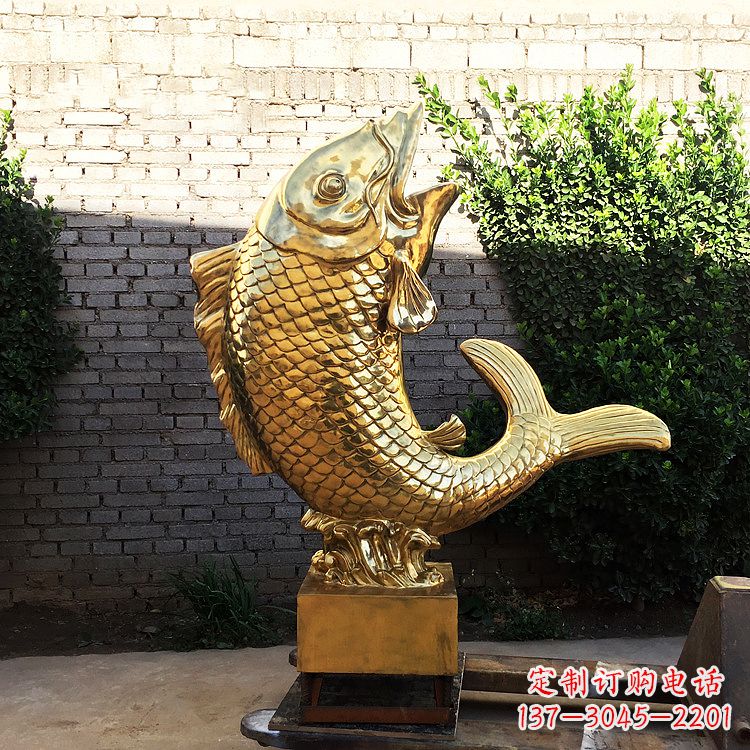广东鱼跃景观铜雕-纯铜铸造企业商场动物雕塑摆件