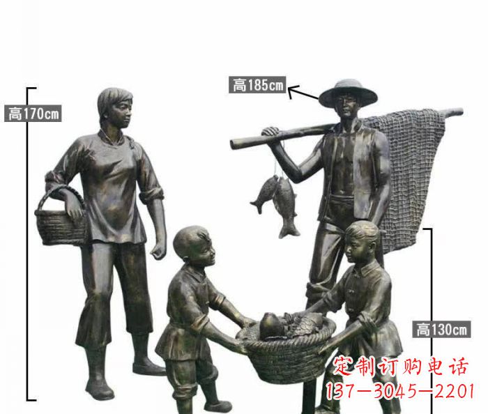 广东渔夫捕鱼民俗铜雕 (3)