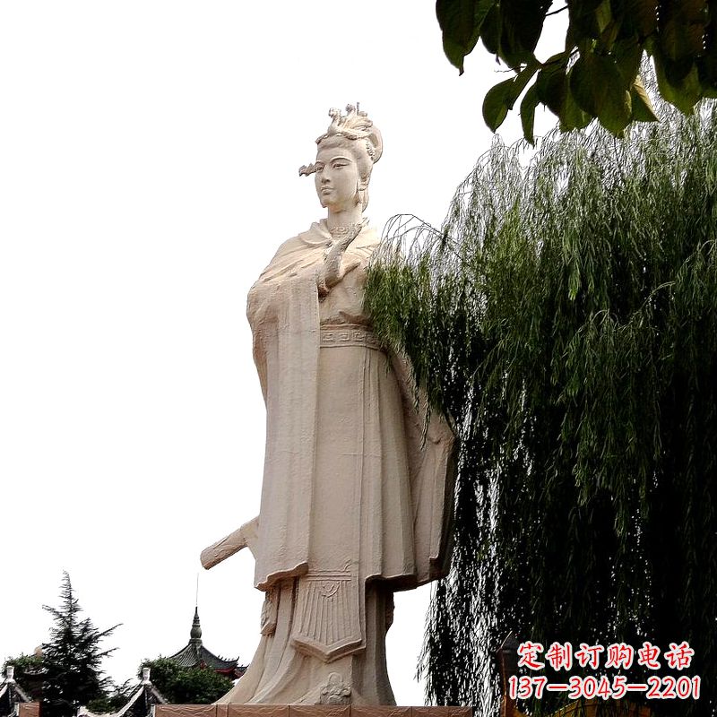 广东虞姬砂岩石雕-景区园林古代人物著名美女雕像