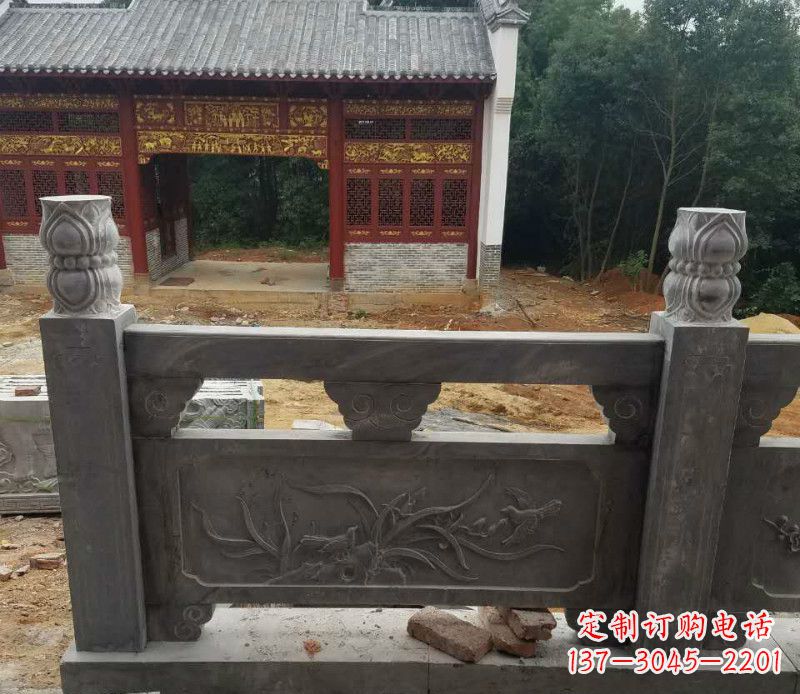 广东园林仿古兰花石浮雕栏板景观石雕