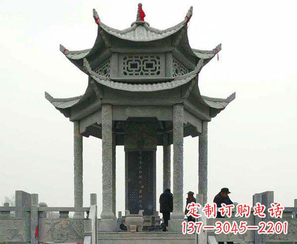 广东园林仿古双层石凉亭景观石雕