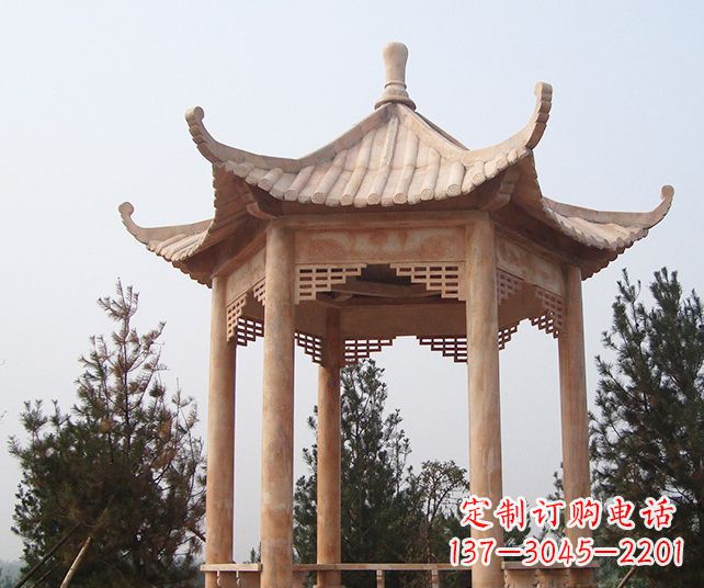 广东园林景观单层石雕凉亭 (3)