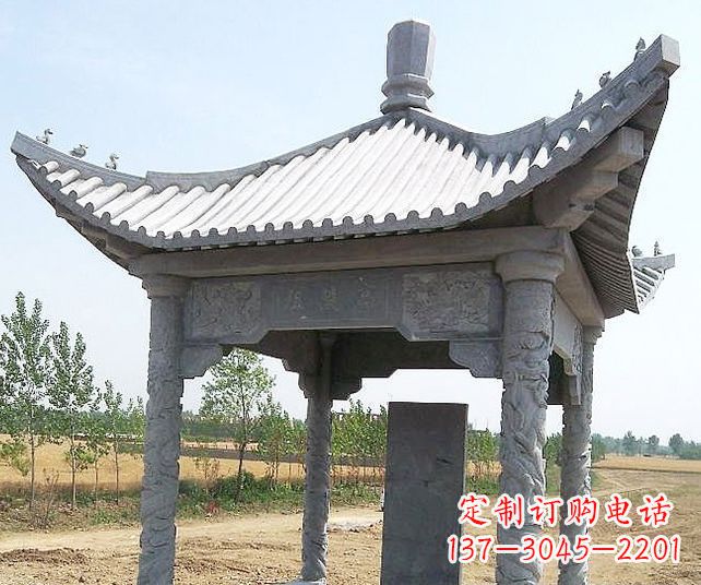 广东园林景观单层石雕凉亭 (4)