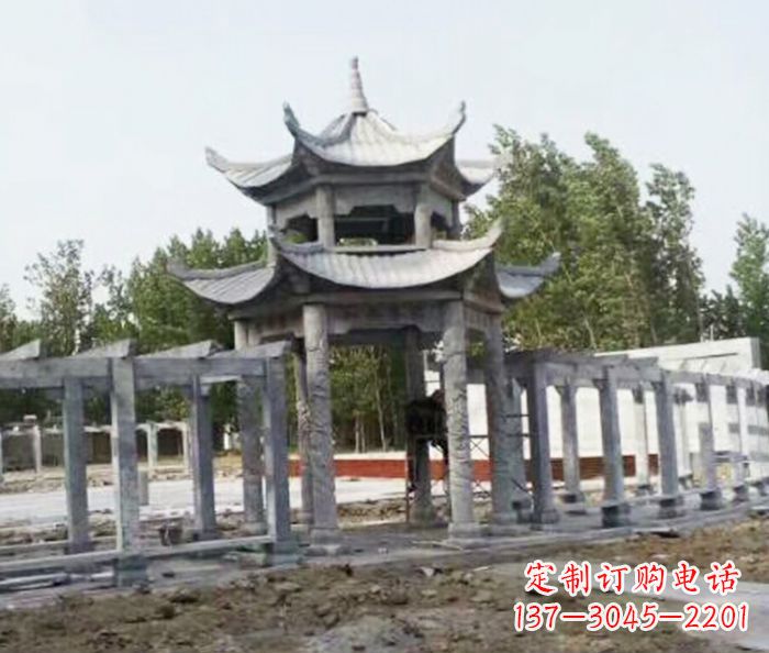 广东园林景观多层凉亭石雕 (2)