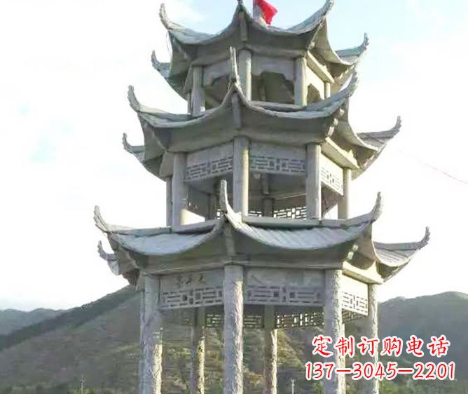 广东园林景观多层凉亭石雕 (3)