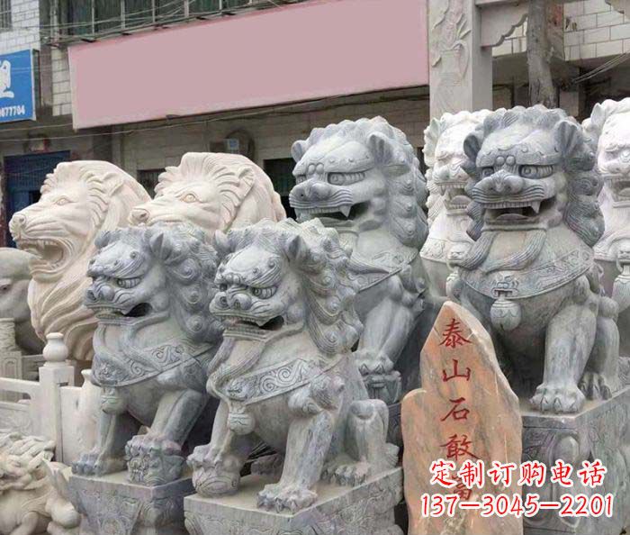 广东园林景观仿古狮子石雕