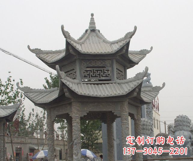 广东园林景观仿古石雕凉亭 (2)