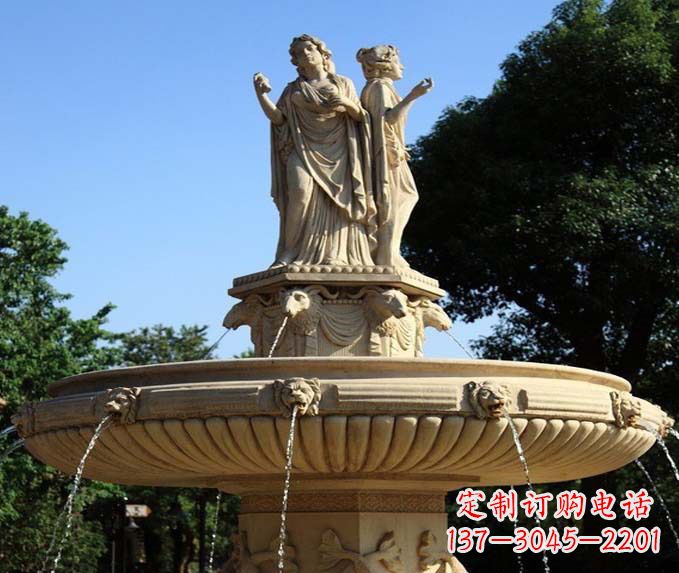 广东园林景观西方人物喷泉石雕