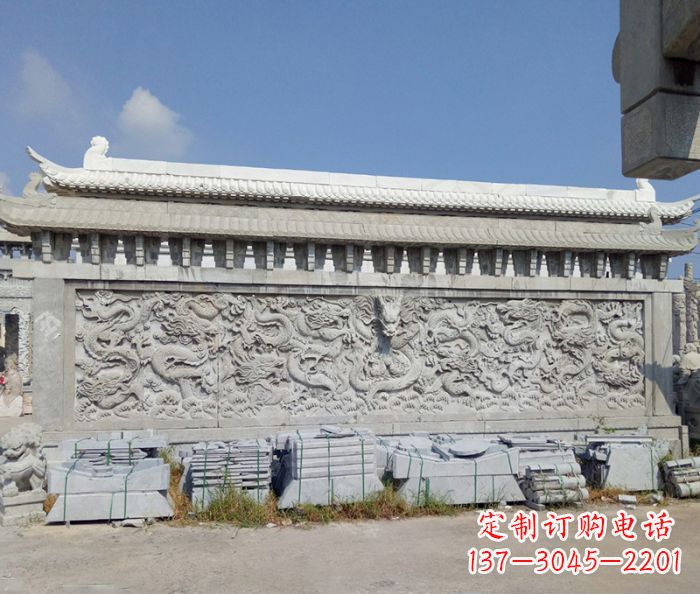广东园林九龙壁石雕影壁 (3)