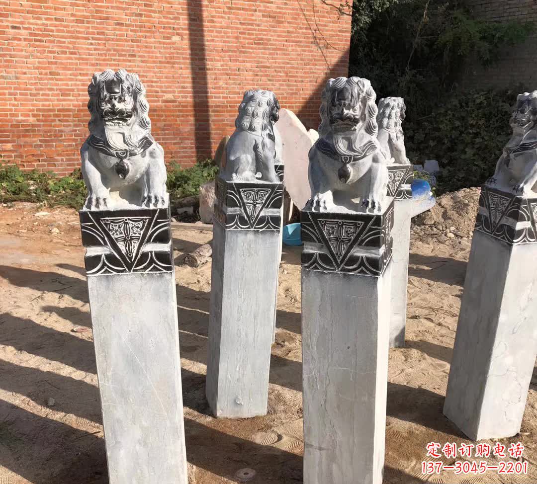 广东园林石雕狮子拴马桩