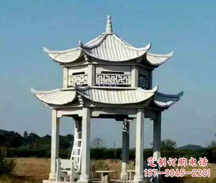 广东园林双层石雕凉亭 (2)