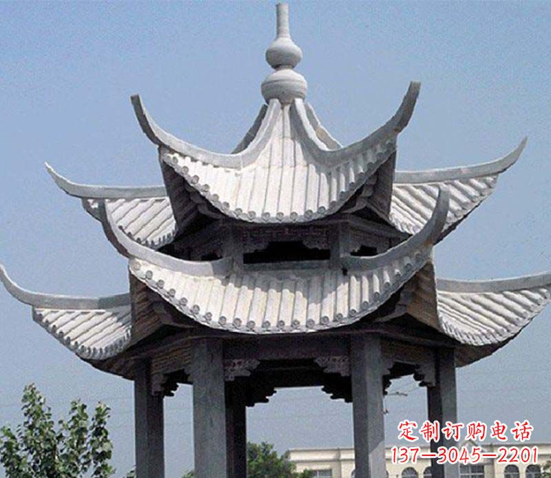 广东园林双层石凉亭景观石雕