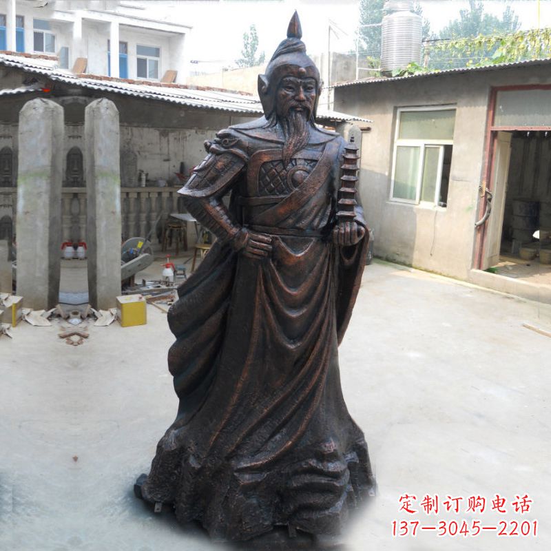 广东战神托塔天王李靖铸铜雕塑