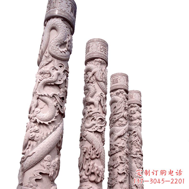 广东中国传统龙柱石雕