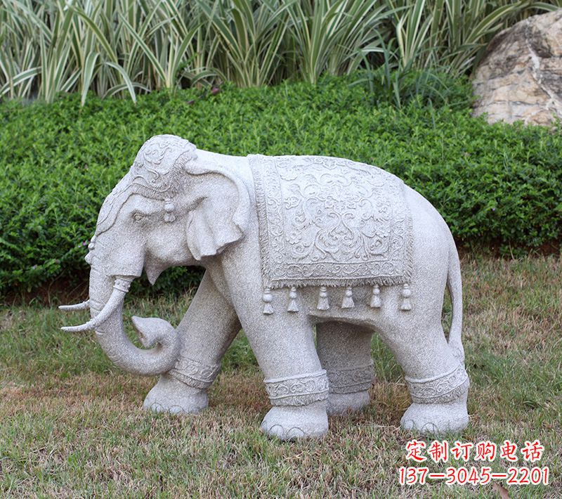 广东中式石雕大象