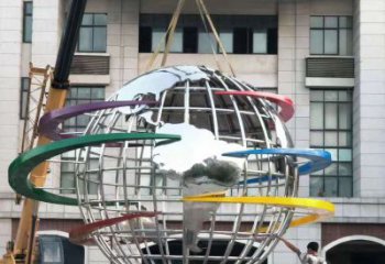 广东校园彩色不锈钢地球仪雕塑