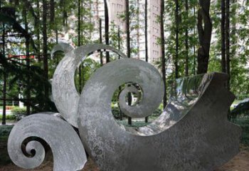 广东园林不锈钢海浪抽象雕塑