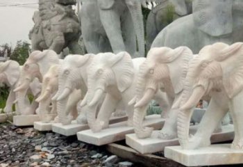 广东招财晚霞红大象石雕 (3)
