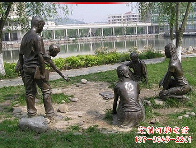 广东铸铜老师和学生雕塑