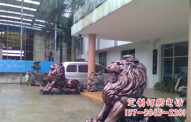 广东紫铜西洋狮子铜雕