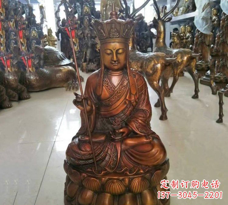 广东坐式地藏菩萨铜雕